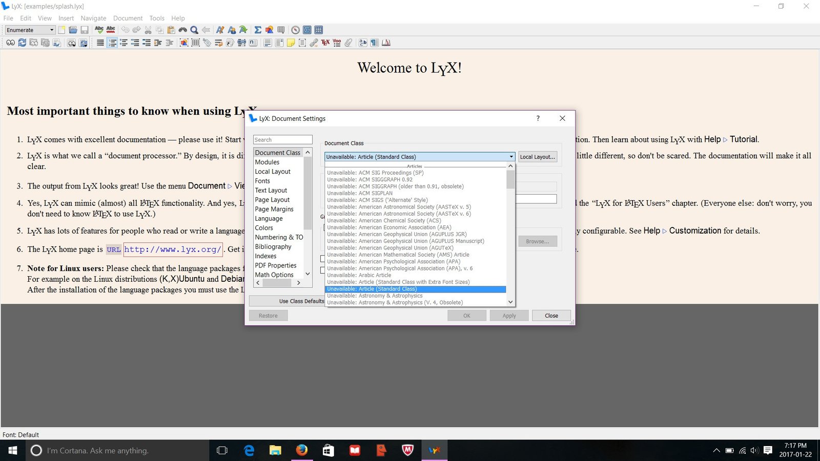 lyx windows 7